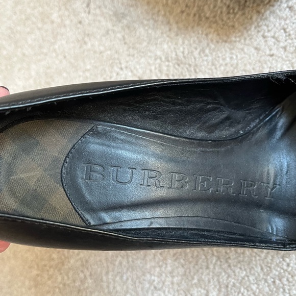 Burberry Black Leather Peep Toe Platform Slip On Pumps Heels Shoes Sz. 37 (7) - Picture 3 of 8